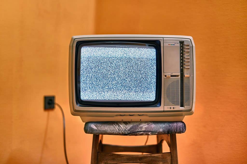 Vintage Cable TV Set on a Stool