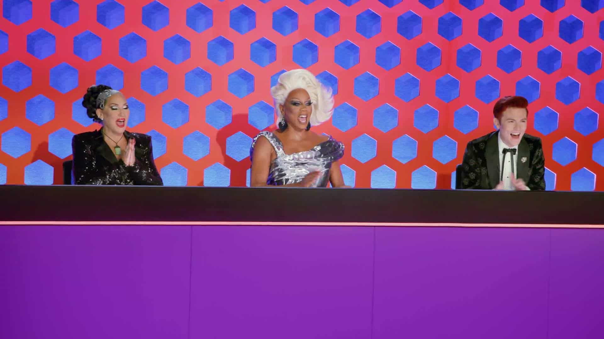 Michelle Visage, RuPaul, and Rhys Nicholson in this image from World of Wonder